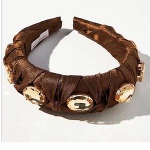 anthropologie bronzed puffed crystal headband